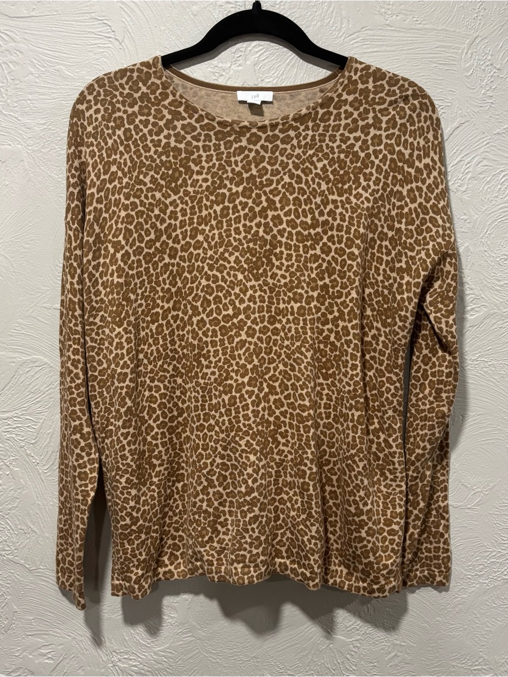 J Jill Lightweight Leopard Print Long Sleeve Top  Size Small